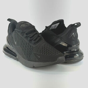 Nike Air Max 270 Triple Black Women Size 9 Walking Shoes AH6789-006 Lace Up Gym